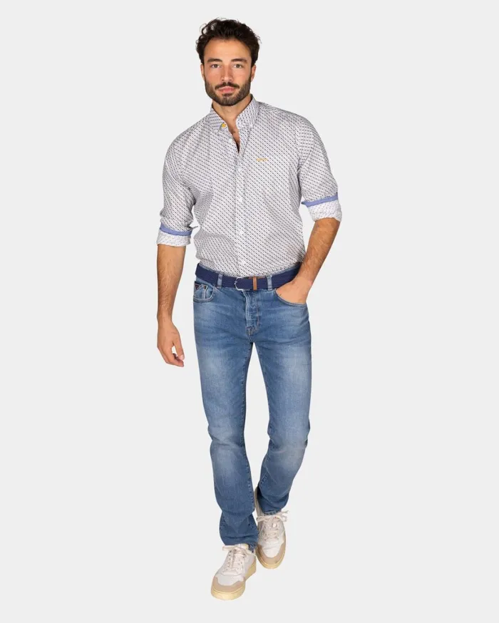 Men Shirts NZA New Zealand Auckland Beige Shirt With Small Blue Dots 8211 Ecru Men Shirts NZA New Zealand Auckland Beige Shirt With Small Blue Dots 8211 Ecru