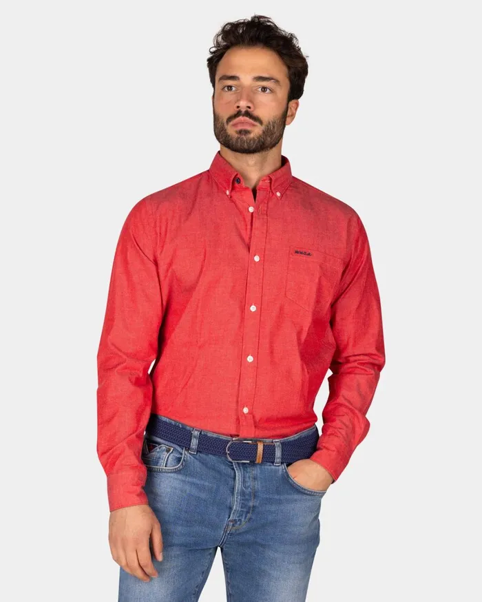 Men Shirts NZA New Zealand Auckland Red Stretch Cotton Shirt 8211 Reef Red