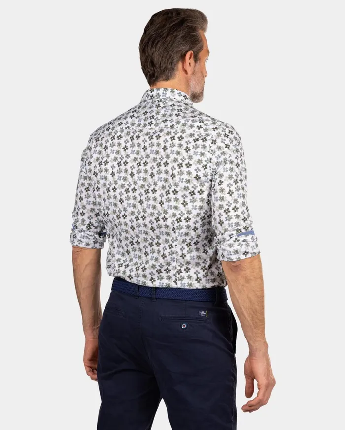 Men Shirts NZA New Zealand Auckland White And Green Printed Shirt 8211 Ecru Men Shirts NZA New Zealand Auckland White And Green Printed Shirt 8211 Ecru