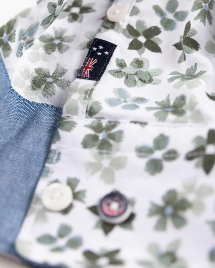 Men Shirts NZA New Zealand Auckland White And Green Printed Shirt 8211 Ecru Men Shirts NZA New Zealand Auckland White And Green Printed Shirt 8211 Ecru