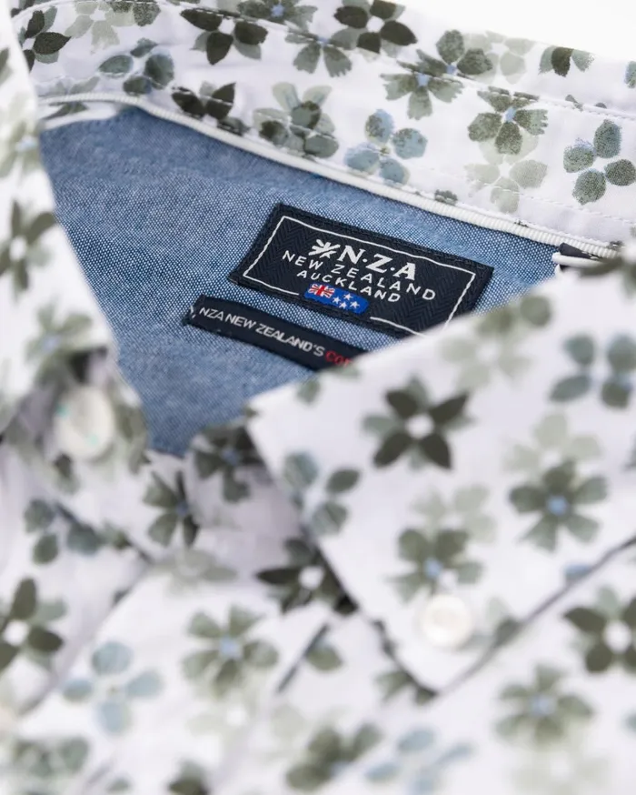 Men Shirts NZA New Zealand Auckland White And Green Printed Shirt 8211 Ecru Men Shirts NZA New Zealand Auckland White And Green Printed Shirt 8211 Ecru