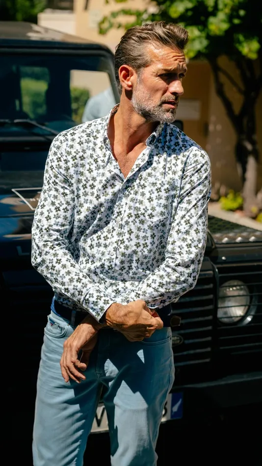 Men Shirts NZA New Zealand Auckland White And Green Printed Shirt 8211 Ecru Men Shirts NZA New Zealand Auckland White And Green Printed Shirt 8211 Ecru