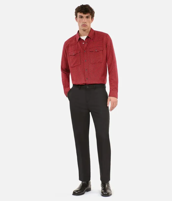 Men Shirts THE KOOPLES Black And Red Houndstooth Shirt