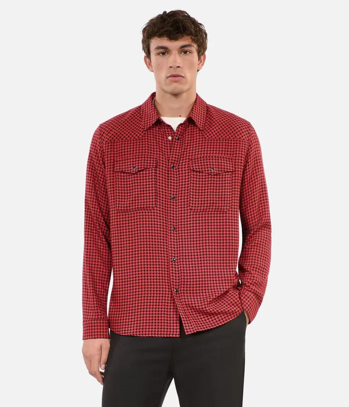 Men Shirts THE KOOPLES Black And Red Houndstooth Shirt Men Shirts THE KOOPLES Black And Red Houndstooth Shirt