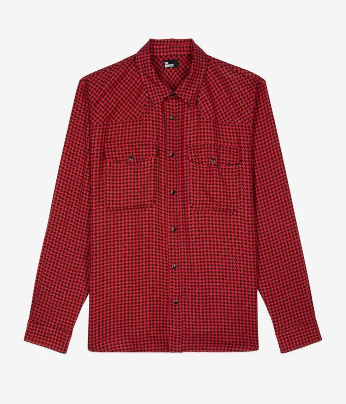 Men Shirts THE KOOPLES Black And Red Houndstooth Shirt Men Shirts THE KOOPLES Black And Red Houndstooth Shirt