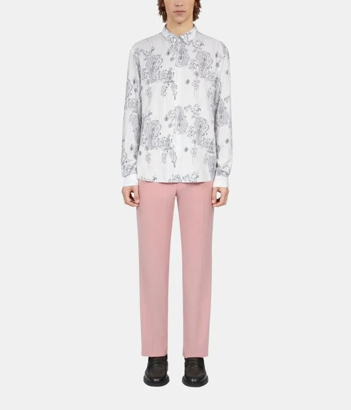 Men Shirts THE KOOPLES Ivory Paisley Print Long Sleeve Shirt