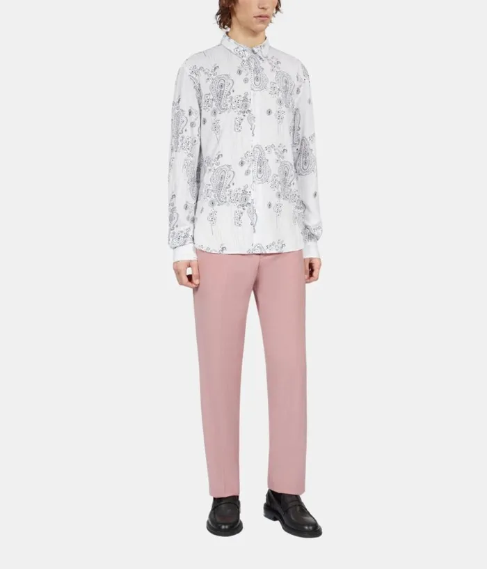 Men Shirts THE KOOPLES Ivory Paisley Print Long Sleeve Shirt Men Shirts THE KOOPLES Ivory Paisley Print Long Sleeve Shirt
