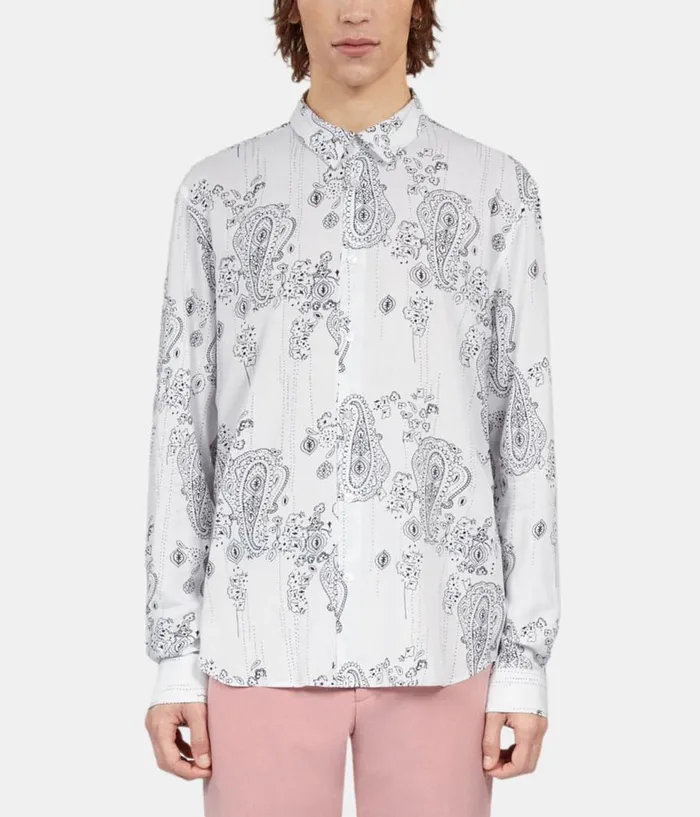 Men Shirts THE KOOPLES Ivory Paisley Print Long Sleeve Shirt Men Shirts THE KOOPLES Ivory Paisley Print Long Sleeve Shirt
