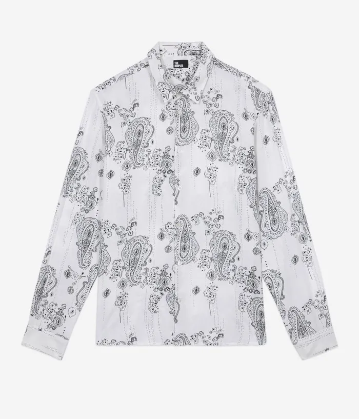 Men Shirts THE KOOPLES Ivory Paisley Print Long Sleeve Shirt Men Shirts THE KOOPLES Ivory Paisley Print Long Sleeve Shirt