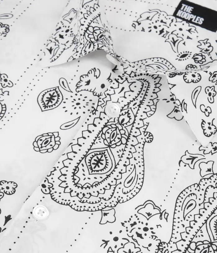 Men Shirts THE KOOPLES Ivory Paisley Print Long Sleeve Shirt Men Shirts THE KOOPLES Ivory Paisley Print Long Sleeve Shirt