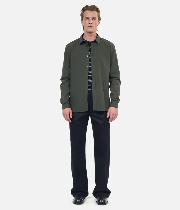 Men Shirts THE KOOPLES Khaki Poplin Shirt Men Shirts THE KOOPLES Khaki Poplin Shirt