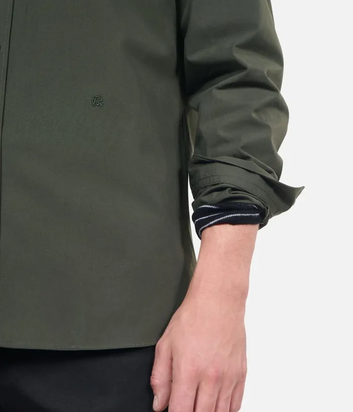 Men Shirts THE KOOPLES Khaki Poplin Shirt Men Shirts THE KOOPLES Khaki Poplin Shirt