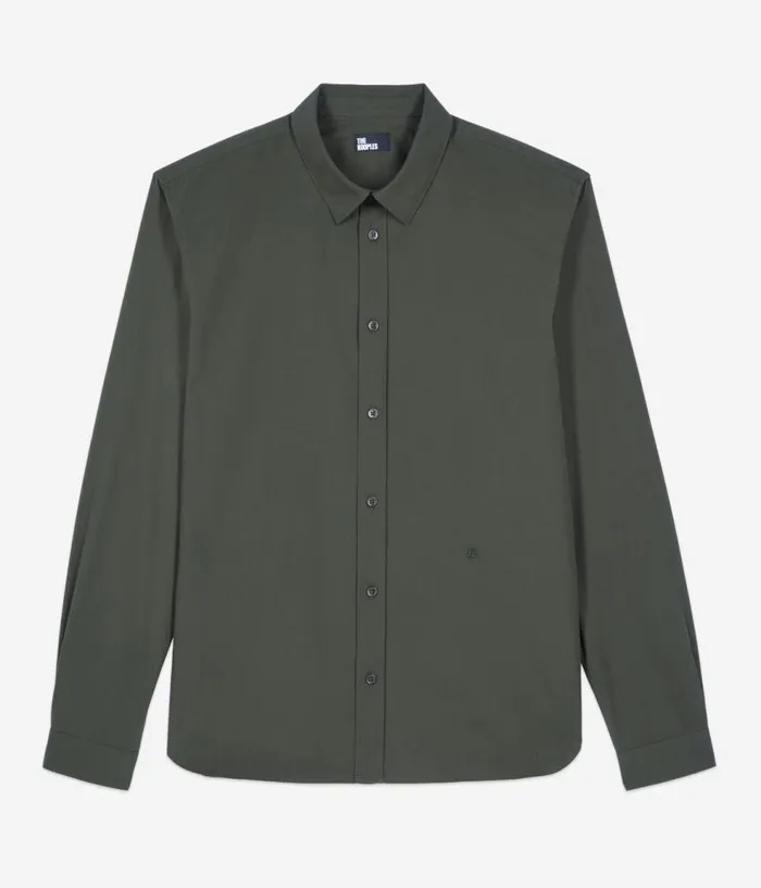 Men Shirts THE KOOPLES Khaki Poplin Shirt Men Shirts THE KOOPLES Khaki Poplin Shirt