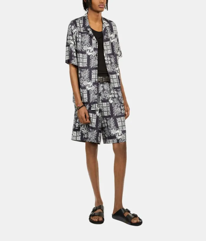 Men Shirts THE KOOPLES Navy Paisley Print Short Sleeve Shirt Men Shirts THE KOOPLES Navy Paisley Print Short Sleeve Shirt