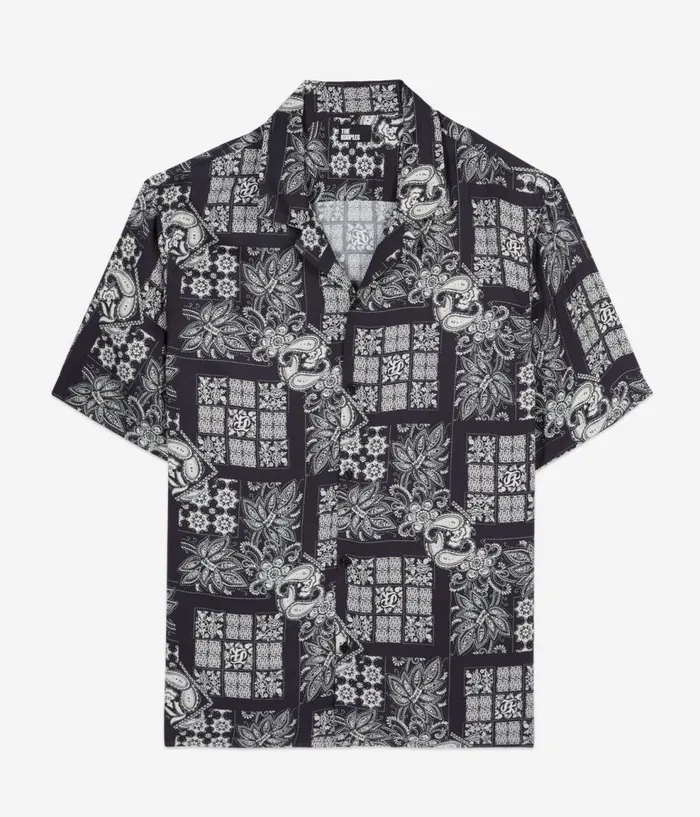 Men Shirts THE KOOPLES Navy Paisley Print Short Sleeve Shirt Men Shirts THE KOOPLES Navy Paisley Print Short Sleeve Shirt