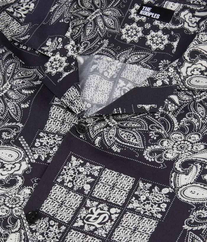 Men Shirts THE KOOPLES Navy Paisley Print Short Sleeve Shirt Men Shirts THE KOOPLES Navy Paisley Print Short Sleeve Shirt