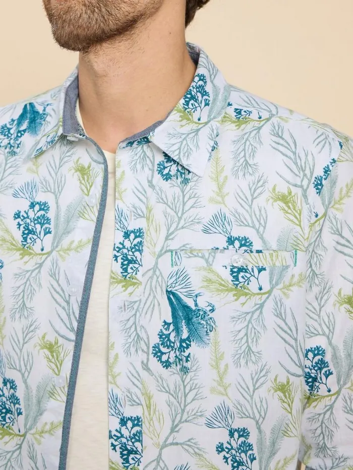 Men SHIRTS White Stuff Crab Printed Shirt White Print