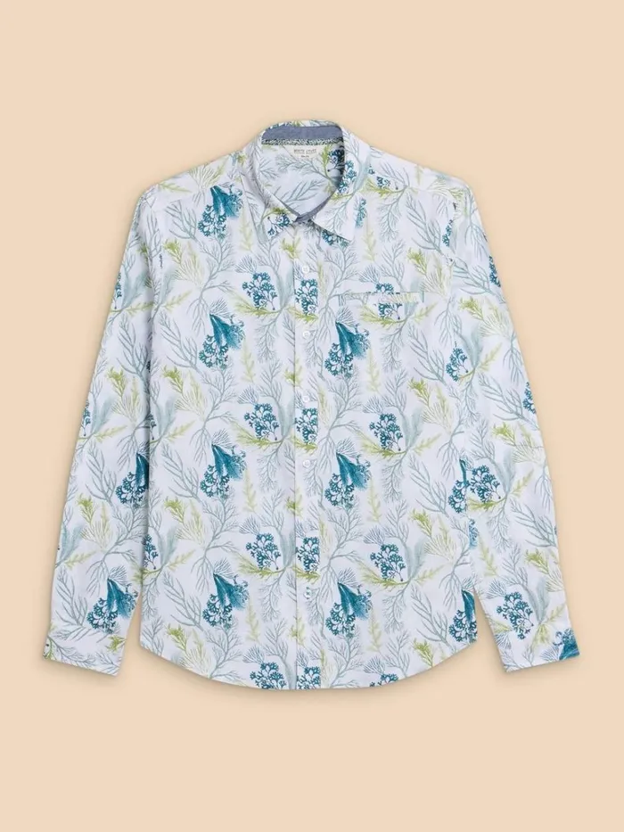 Men SHIRTS White Stuff Crab Printed Shirt White Print