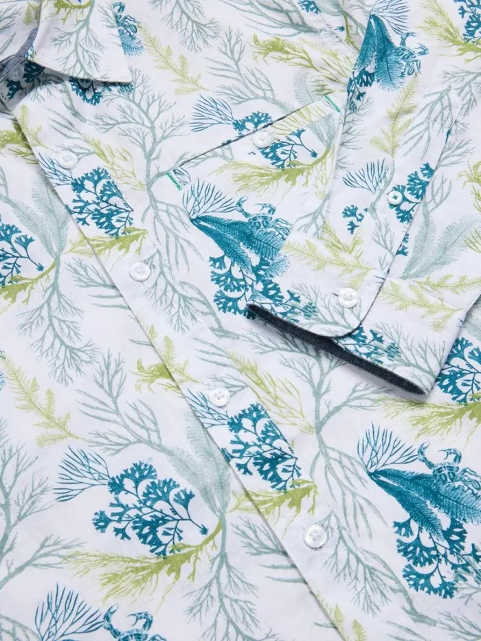 Men SHIRTS White Stuff Crab Printed Shirt White Print