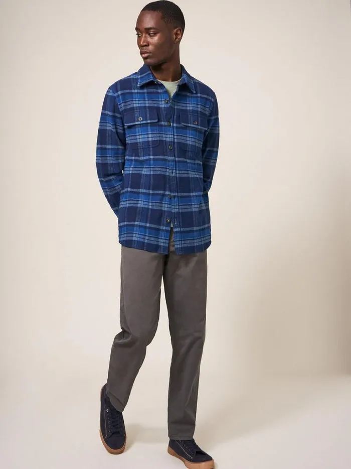 Men SHIRTS White Stuff Darwen Check Woven Overshirt Dark Navy