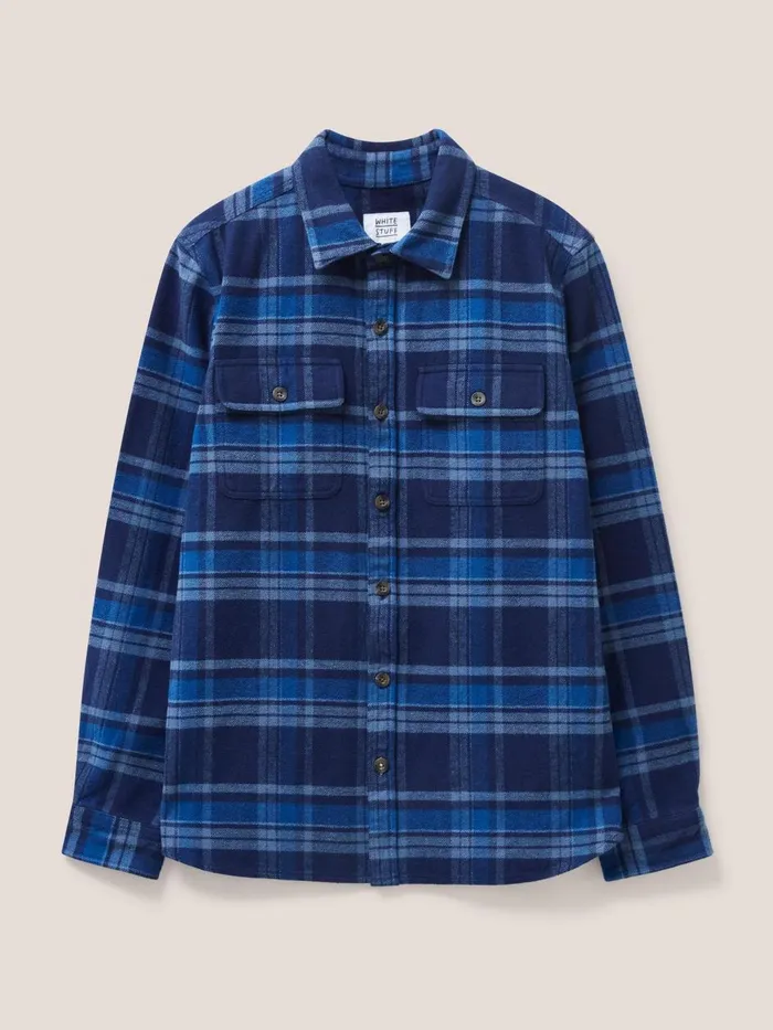 Men SHIRTS White Stuff Darwen Check Woven Overshirt Dark Navy