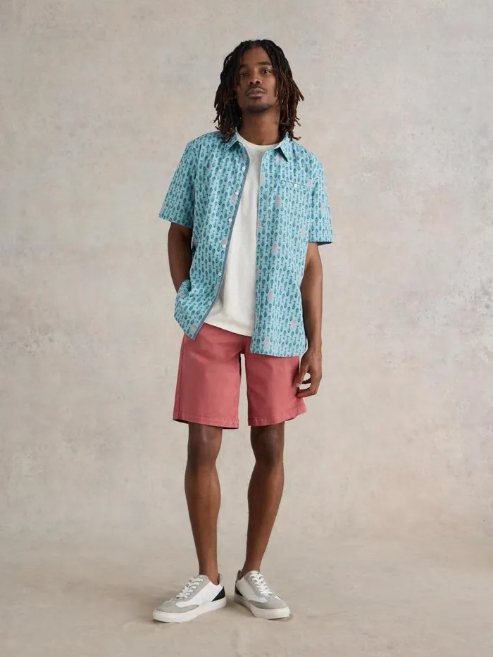Men SHIRTS White Stuff Geo Fish Printed SS Shirt Blue Print Men SHIRTS White Stuff Geo Fish Printed SS Shirt Blue Print