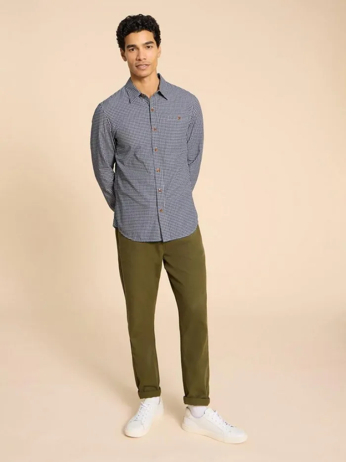 Men SHIRTS White Stuff Gingham LS Shirt Navy Multi