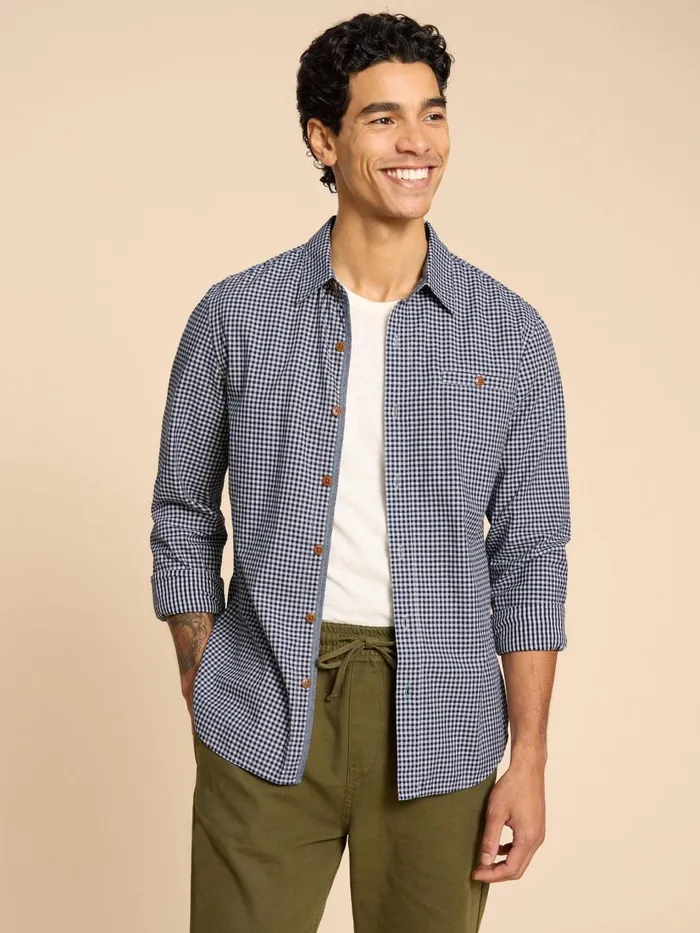 Men SHIRTS White Stuff Gingham LS Shirt Navy Multi Men SHIRTS White Stuff Gingham LS Shirt Navy Multi