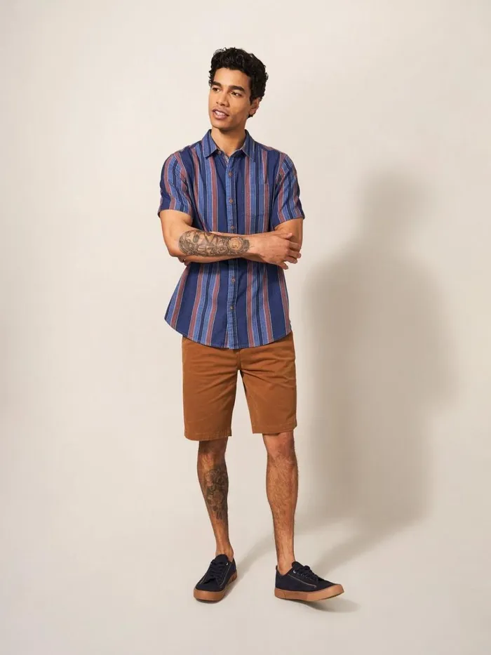 Men SHIRTS White Stuff Indigo Striped Shirt Indigo Blue
