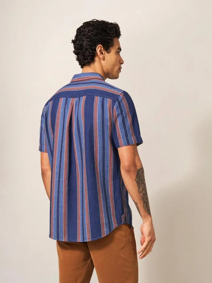 Men SHIRTS White Stuff Indigo Striped Shirt Indigo Blue