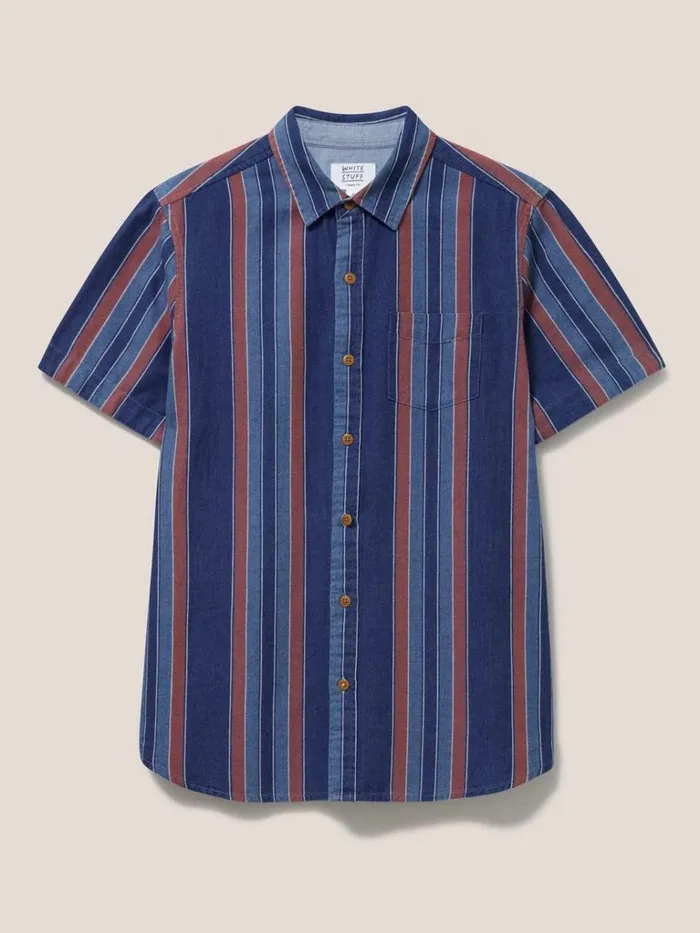 Men SHIRTS White Stuff Indigo Striped Shirt Indigo Blue
