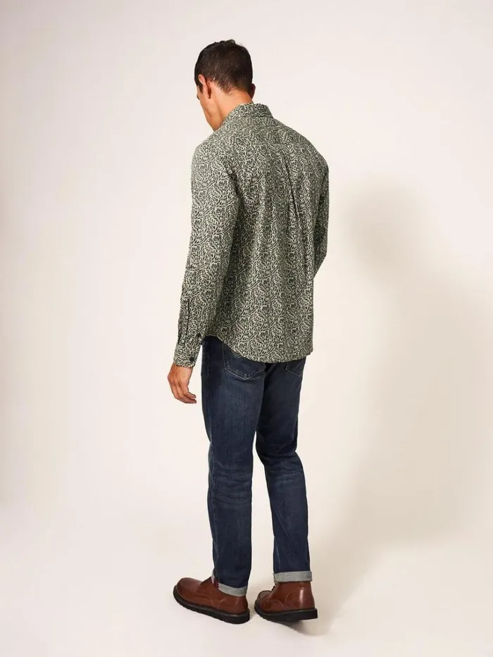 Men SHIRTS White Stuff Leaf Printed Shirt Dark Green Men SHIRTS White Stuff Leaf Printed Shirt Dark Green