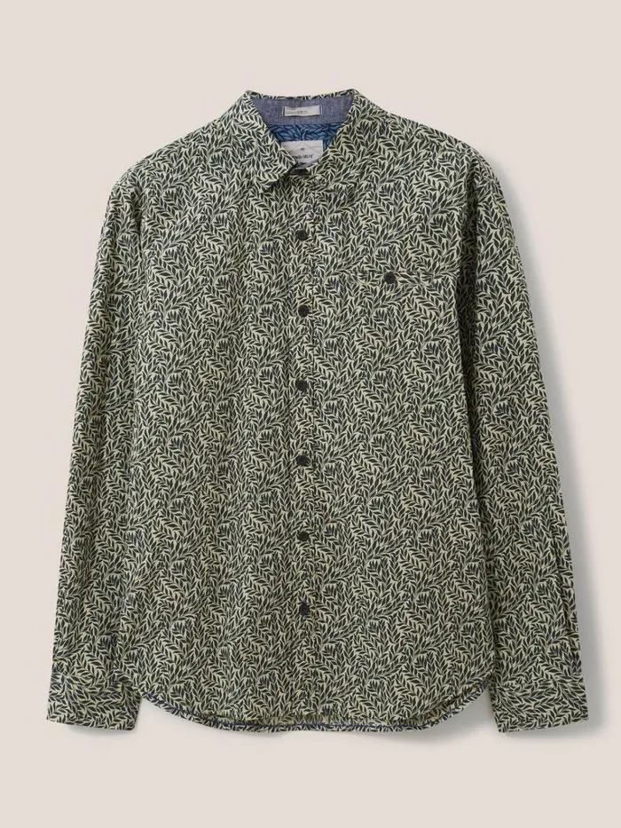 Men SHIRTS White Stuff Leaf Printed Shirt Dark Green Men SHIRTS White Stuff Leaf Printed Shirt Dark Green