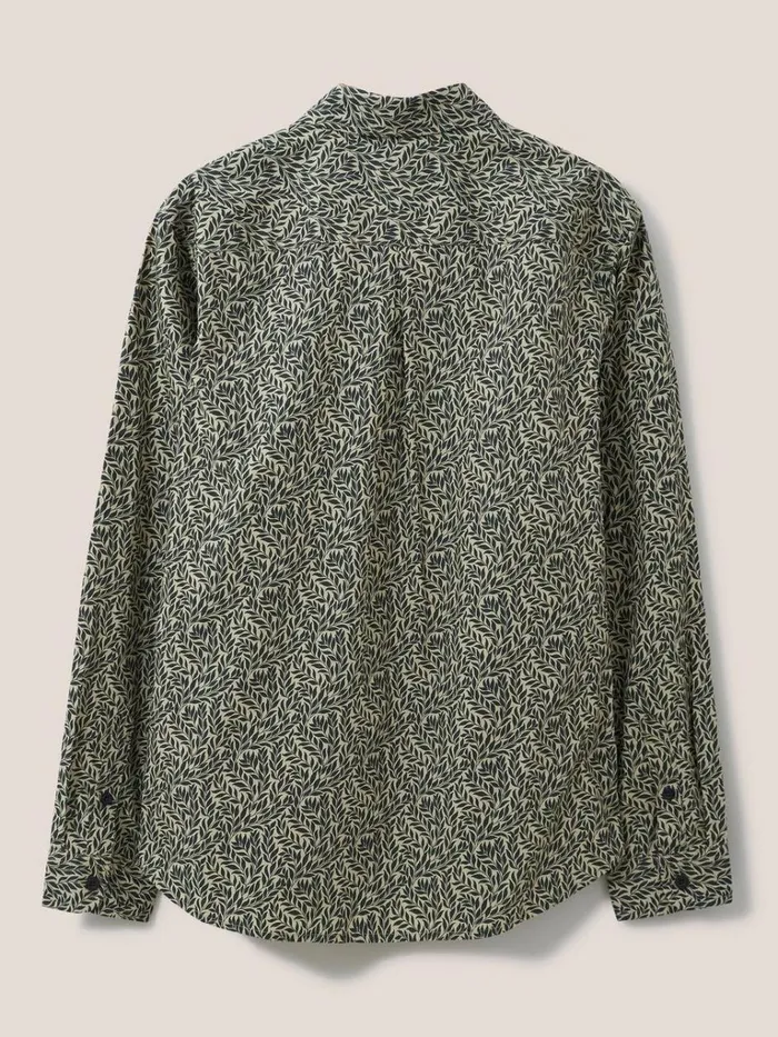 Men SHIRTS White Stuff Leaf Printed Shirt Dark Green Men SHIRTS White Stuff Leaf Printed Shirt Dark Green