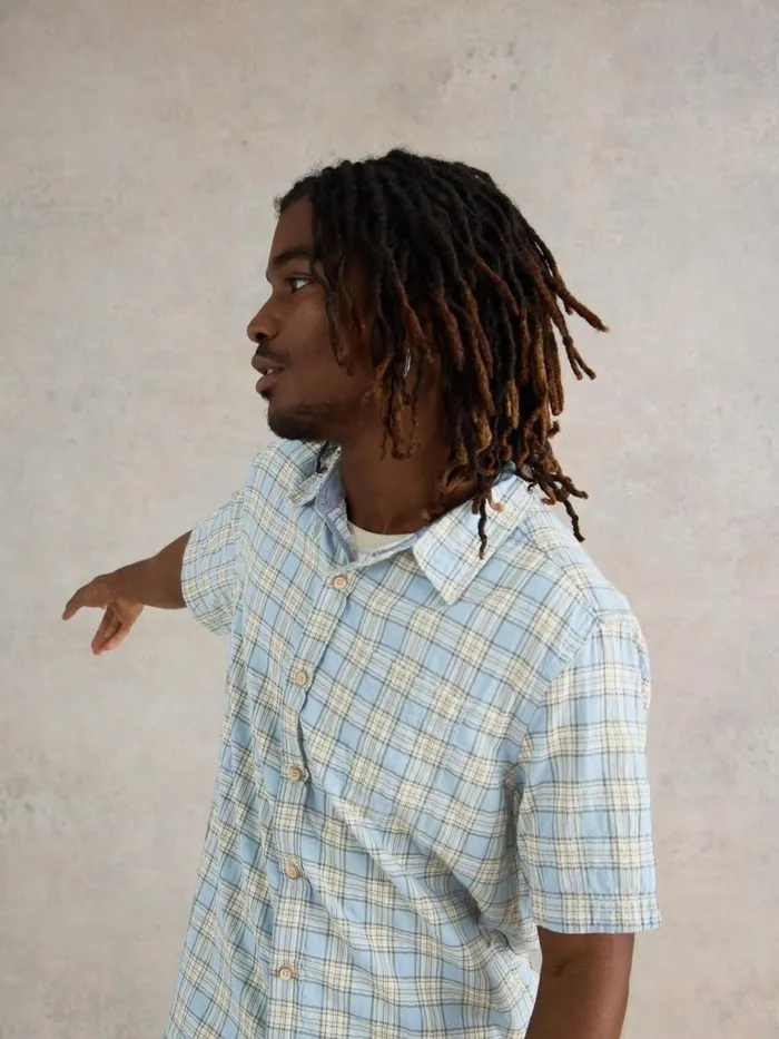 Men SHIRTS White Stuff Madras Check SS Shirt Blue Multi