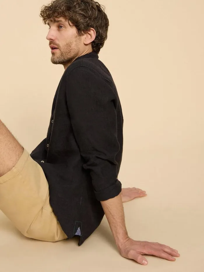 Men SHIRTS White Stuff Pembroke LS Linen Shirt Pure Black Men SHIRTS White Stuff Pembroke LS Linen Shirt Pure Black