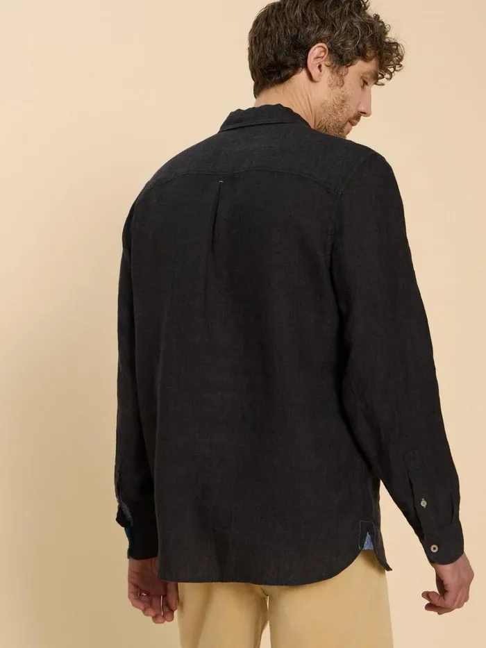 Men SHIRTS White Stuff Pembroke LS Linen Shirt Pure Black Men SHIRTS White Stuff Pembroke LS Linen Shirt Pure Black