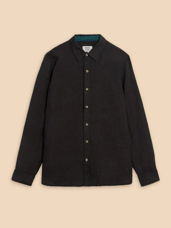 Men SHIRTS White Stuff Pembroke LS Linen Shirt Pure Black Men SHIRTS White Stuff Pembroke LS Linen Shirt Pure Black