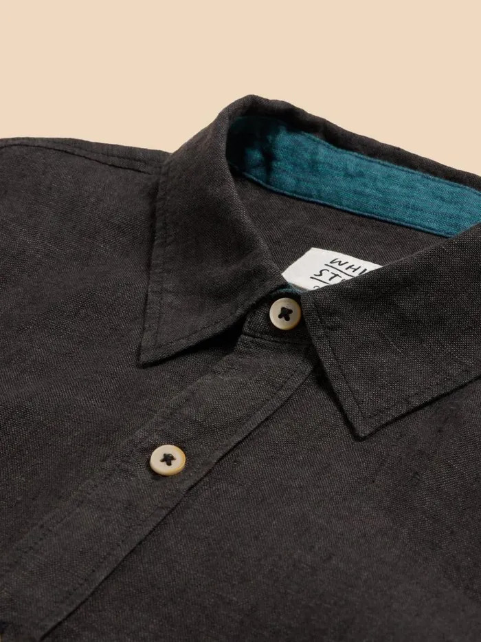 Men SHIRTS White Stuff Pembroke LS Linen Shirt Pure Black Men SHIRTS White Stuff Pembroke LS Linen Shirt Pure Black