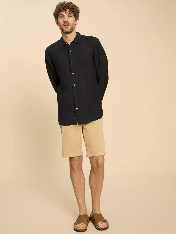 Men SHIRTS White Stuff Pembroke LS Linen Shirt Pure Black Men SHIRTS White Stuff Pembroke LS Linen Shirt Pure Black