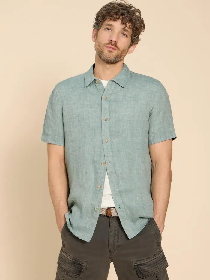 Men SHIRTS White Stuff Pembroke SS Linen Shirt Mint Green Men SHIRTS White Stuff Pembroke SS Linen Shirt Mint Green