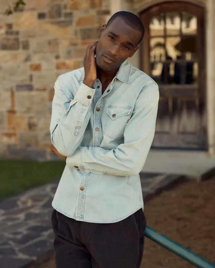 Men Shoals Denim Shirt Denim Wash Billy Reid Shirting