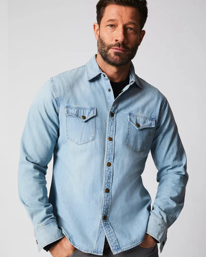 Men Shoals Denim Shirt Denim Wash Billy Reid Shirting