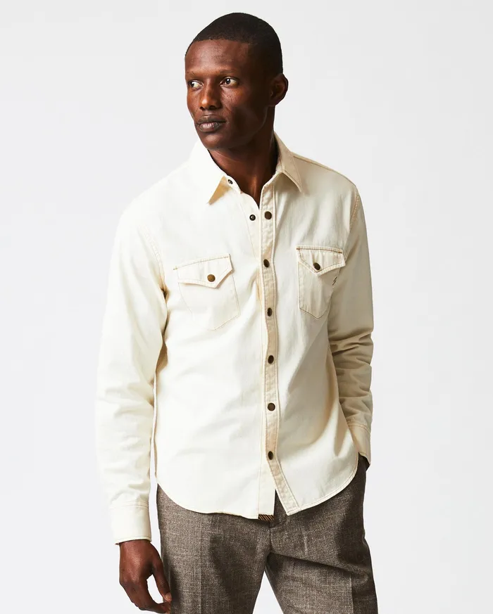 Men Shoals Twill Shirt Natural Billy Reid Shirting