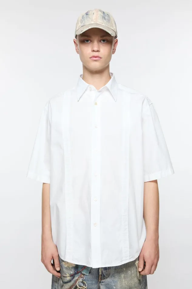 Men Short Sleeve Buttonup Shirt White Acne Studios Shirts