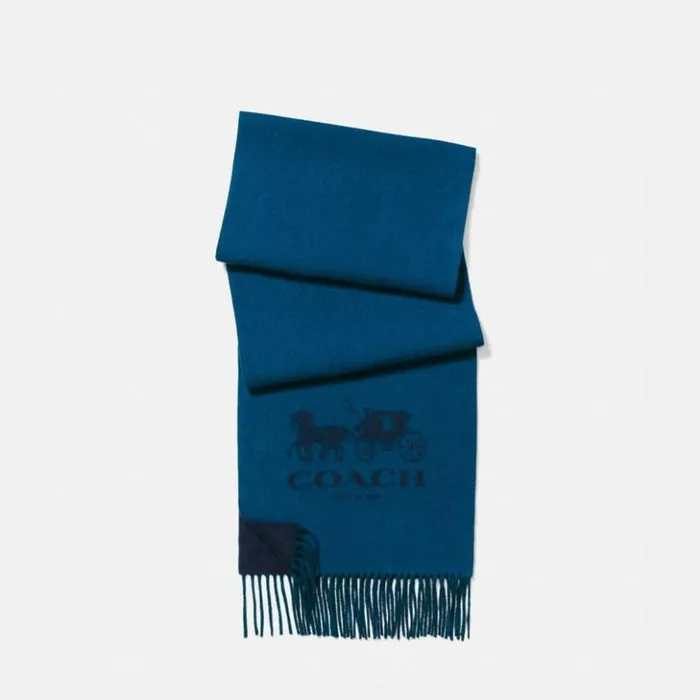 Men Signature Cashmere Scarf Navy Coach Hats Scarves and Gloves