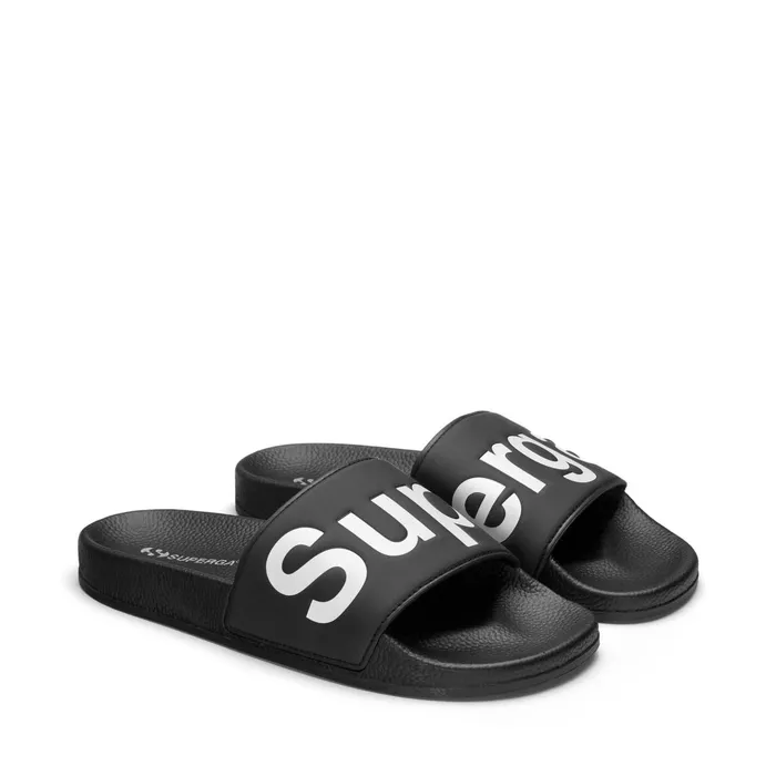 Men Slippers Unisex 1908 SLIDES POLYSOFT SLIDE BLACKWHITE Superga Slippers