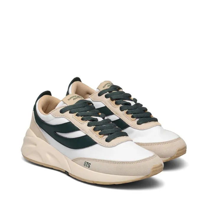 Men Sneakers Unisex 4089 TRAINING 9TS SLIM Low Cut WHITEBEIGE NATURALGREEN DK FORESTBEIGE LT Superga Low Cut