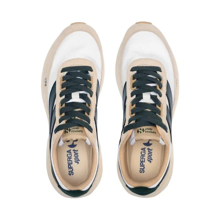 Men Sneakers Unisex 4089 TRAINING 9TS SLIM Low Cut WHITEBEIGE NATURALGREEN DK FORESTBEIGE LT Superga Low Cut