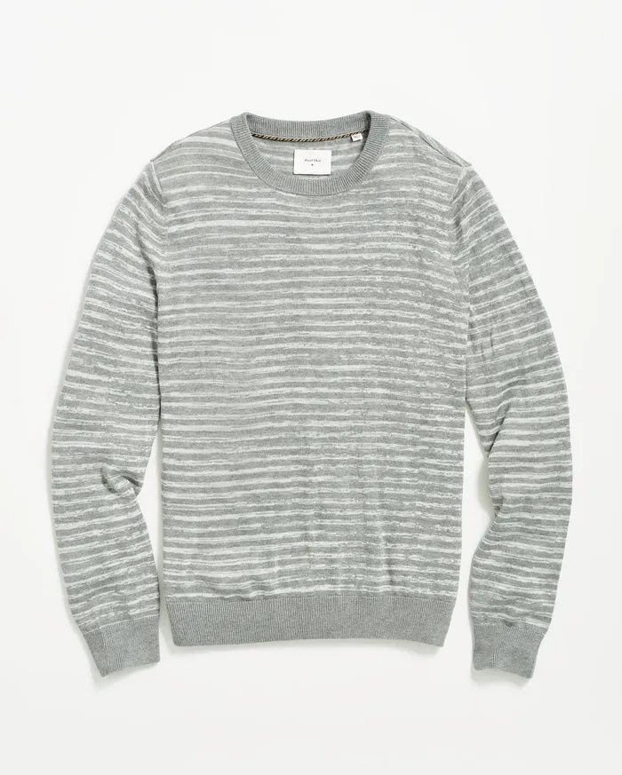 Men Space Dye Stripe Crew Grey Billy Reid Sweaters and Sweatshirts